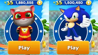 Sonic Dash vs Talking Tom Hero Dash -Baby Sonic Unlocked vs All Bosses Zazz Eggman All 32 Characters