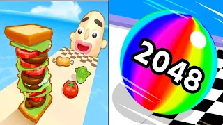 Ball Run 2048 | Sandwich Runner - All Level Gameplay Android,iOS