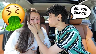 Getting CAR SICK Then Randomly Crying To See His Reaction!