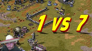 Red Alert 2 Gameplay - 1 vs 7 Brutal AI in Super Crates map $10,000 Challenge defeat in 7:50 minutes