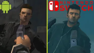 GTA 3 The Definitive Edition Nintendo Switch vs Mobile GTA3 10th Anniversary Graphics Comparison
