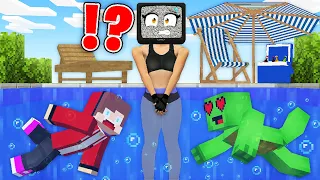 JJ and Mikey SPIES on TV WOMAN UNDERWATER in Minecraft - Maizen