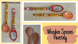 DIY Spoons painting | DIY Kitchen Decor | Hand Painted Wooden Spoons | Warli Art On Wooden Spatula