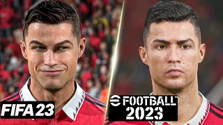 FIFA 23 vs eFootball 2023 - Manchester United Player Faces Comparison (Ronaldo, Fernandes, etc.. )