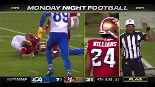 49ers Williams Amazing catch with his butt Cheeks on prime time 😂😂😂 #lmao #nfl #49ers #Rams #MNFB