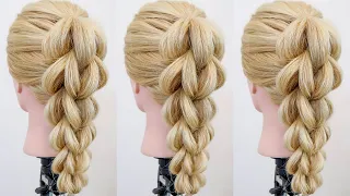 How To 3d Pull Through Braid For Beginners - No Braiding, Only Elastics! - Medium & Long Hair