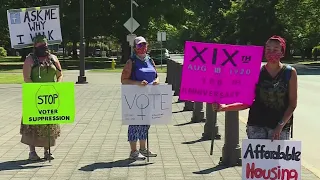 Women walk to celebrate 19th Amendment anniversary