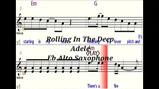 Rolling In The Deep - Eb Alto Saxophone - Play Along - Sheet Music - Backing Track