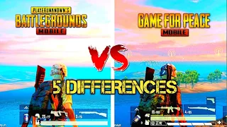 PUBG MOBILE GLOBAL VERSION VS PUBG MOBILE CHINESE VERSION || GAME FOR PEACE || 5 DIFFERENCES