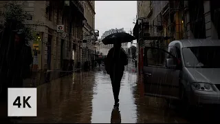 Rain walk on First day End of Lockdown Rainy Morning in France/ Ste Catherine, Bordeaux 4K