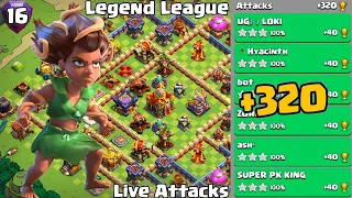 Th16 Legend League Attacks Strategy! +320 Mar Day 16 || Clash Of Clans