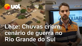 Chuvas no RS: Eduardo Leite cita 'cenário de guerra' ao cobrar ajuda na reconstrução do estado