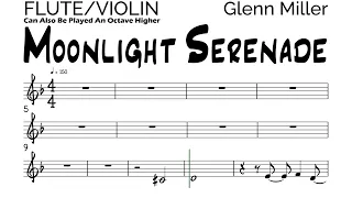 Moonlight Serenade Bossa Flute Violin Sheet Music Backing Track Play Along Partitura