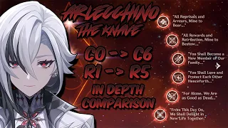 Arlecchino : Full Constellations C0 - C6 Damage Comparison In Depth + Weapon R1 - R5 |Genshin Impact