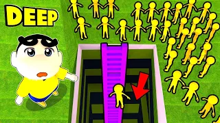 SHINCHAN and HUPER Made Millions by Digging a VERY Big Hole (Dig Deeper) with CHOP | NOOB vs PRO