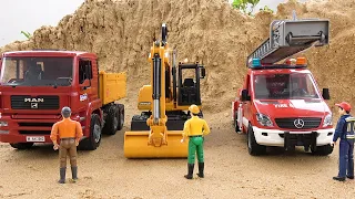 Bibo play with toy fire truck excavator dump truck | Construction vehicle funny stories | BIBO TOYS