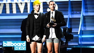 Twenty One Pilots Drop Their Pants to Accept Their 2017 Grammy Award | Billboard News
