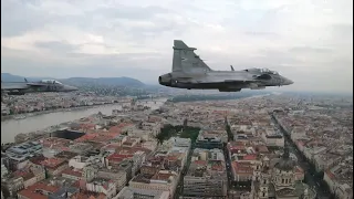 HUNAF Gripen fly-by over Budapest 2021