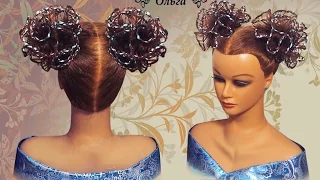 Прическа на длинные волосы, на средние волосы Ажурный бант из волос hair bow Frisur Bogen Kapralova