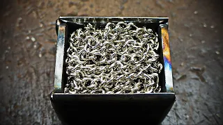 Damascus steel from 5 meters of nickel-plated twisted chain.