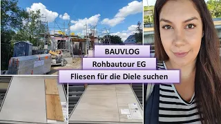 Hausbau Blog #01 | XL Rohbautour EG | Fliesen für die Diele suchen #Haustour