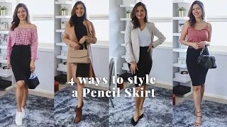 4 ways to wear a Pencil Skirt | Simplymadhoo | Work outfit | Meeting outfit | Casual style |