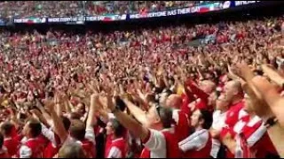 Arsenal fans sing the Arsenal anthem ''North London Forever'' (with lyrics) before Man United game.