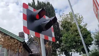 *Women trys to lift barrier Class 97* Caersws Level Crossing