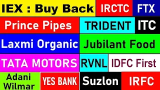 IEX Buy Back ⚫ Prince Pipes⚫ Trident⚫ IRCTC⚫ FTX Crypto ⚫ IRFC⚫ RVNL⚫ TATA Motors⚫ SUZLON⚫ YES BANK