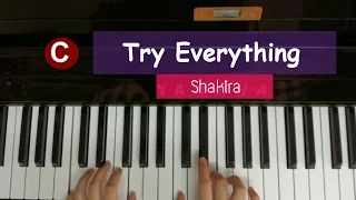 Easy Piano-Try everything (Zootopia) - Shakira -  Cover/Tutorial - Key of C by pianopie