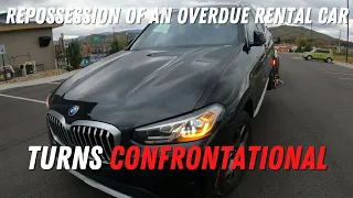 Catching A Stolen Rental Car Before It Crosses The Canadian Border?? | Repo Turns Confrontational