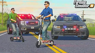 ELECTRIC SCOOTERS TROLL COPS (HIGHWAY CHASE) | (ROLEPLAY) FARMING SIMULATOR 2019