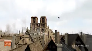 Средневековый Париж с высоты птичьего полета (3D реконструкция)