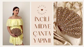 KAĞIT İPTEN İNCİLİ ÖRGÜ MİDYE ÇANTA 🐚-  We make a Mussel handbags with paper rope