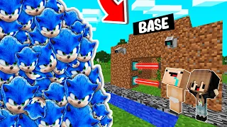 RETO DE LA BASE VS 1000000 SONIC 😰😱 BASE BEBE NOOB VS SONIC MINECRAFT