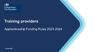 Training providers: Apprenticeship funding rules 2023-2024