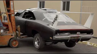 THE DELIVERY: CAR #6 TO BE RESTORED ON GRAVEYARD CARZ WAS A 1969 CHARGER DAYTONA 440 MAGNUM.