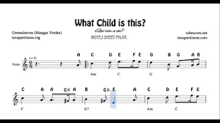 What child is this Greensleeves Notes Sheet Music for Violin Flute Recorder Oboe