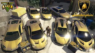 GTA 5 - Stealing $100,000,000 Lamborghini Gold Cars with Franklin | (GTA V Real Life Cars #56)