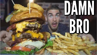 GIANT CHEESEBURGER CHALLENGE WITH GARLIC CHEESE FRIES | In Chicago Illinois | Man Vs Food