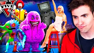 *ME ENFRENTO a BARBIE, GRIMACE, SKIBIDI TOILET y SPEAKERMAN*  😈🧸😱 (GTA 5 Mods)