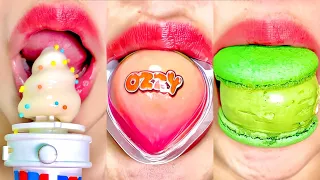 asmr PEACH GUMMI ICE CREAM CANDY DOUGHNUT JELLY MACAROON GOLD BALL MNM CHOCOLATE eating sounds 먹방