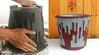 DIY cement pot  from Carton Box And Cement How To Make Unique Flower Pots At Home