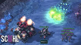 Maru's Defense vs. MASS BANELINGS - Starcraft 2: Maru vs. Solar