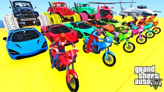 GTA V SPIDER MAN 2, FIVE NIGHTS AT FREDDY'S, POPPY PLAYTIME CHAPTER 3 Join in Epic New Stunt Racing