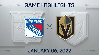 NHL Highlights | Rangers vs. Golden Knights - Jan. 6, 2022