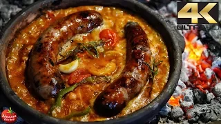 Epic Beans & Sausage | Tavce 4K - Ultimate Primitive Food Cooking Outside ASMR Cooking