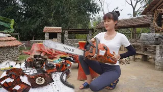 TIMELAPSE: Repaired and Restored perfect 2t Gasoline Mixed oil Saw Old - Mechanic Girl, Blacksmith