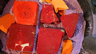 Fresh dyed blocks topped with gym chalk powder#asmr #gymchalk #oddlysatisfying #asmrsounds