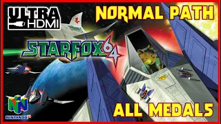 STARFOX 64 [UltraHDMI N64] NORMAL PATH Full Walkthrough -ALL MEDALS 100% Walkthrough - No Commentary